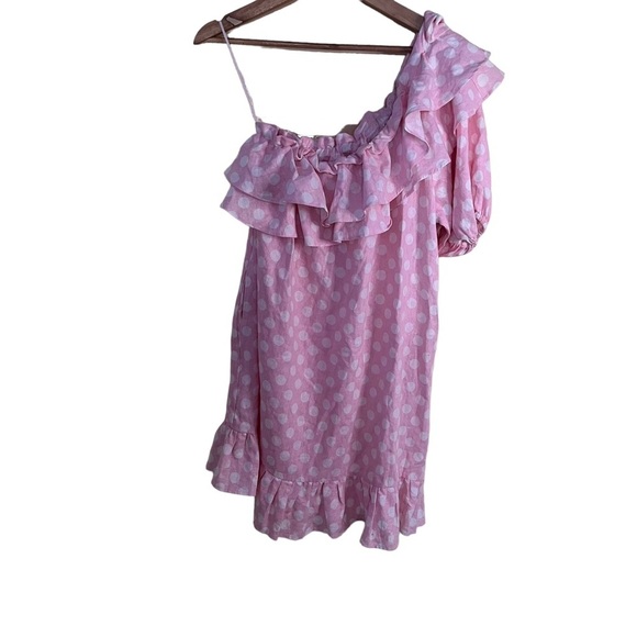 Lisa Marie Fernandez x Target one shoulder Pink polka dot dress Size M - Picture 5 of 8
